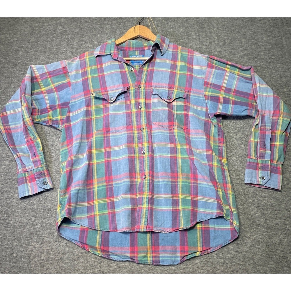 Vintage Pendleton Western High Grade Plaid Shirt Men‎ Large Faded Retro 70s 80s